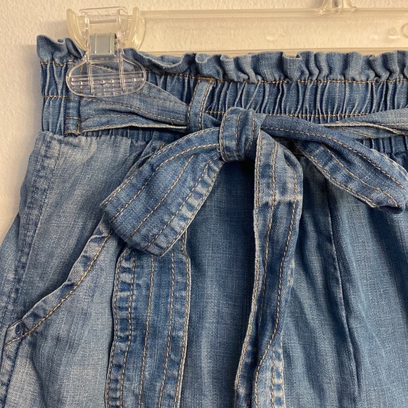 Blu Dahlia Ruffle Waist Shorts Casual Boho Lyocell Cotton Tie-Front Womens XS - Picture 2 of 10